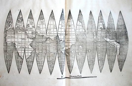 Sensationsfund in der Universitätsbibliothek: Globensegmentkarte von Martin Waldseemüller (ca. 1507). Foto: UB
